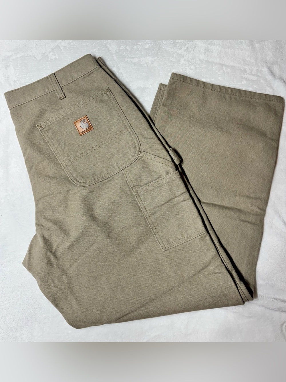 Carhartt Men’s Work Pants Beige Cotton Canvas 36x30 Construction